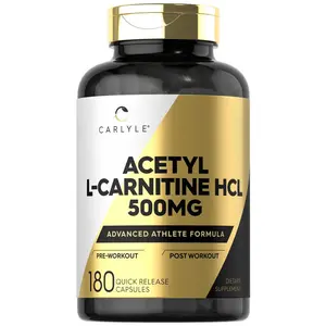 Carlyle Acetyl L-Carnitine HCL Supplement | 500mg Capsules | 180 Count | Advanced Athlete Formula | Non-GMO & Gluten Free