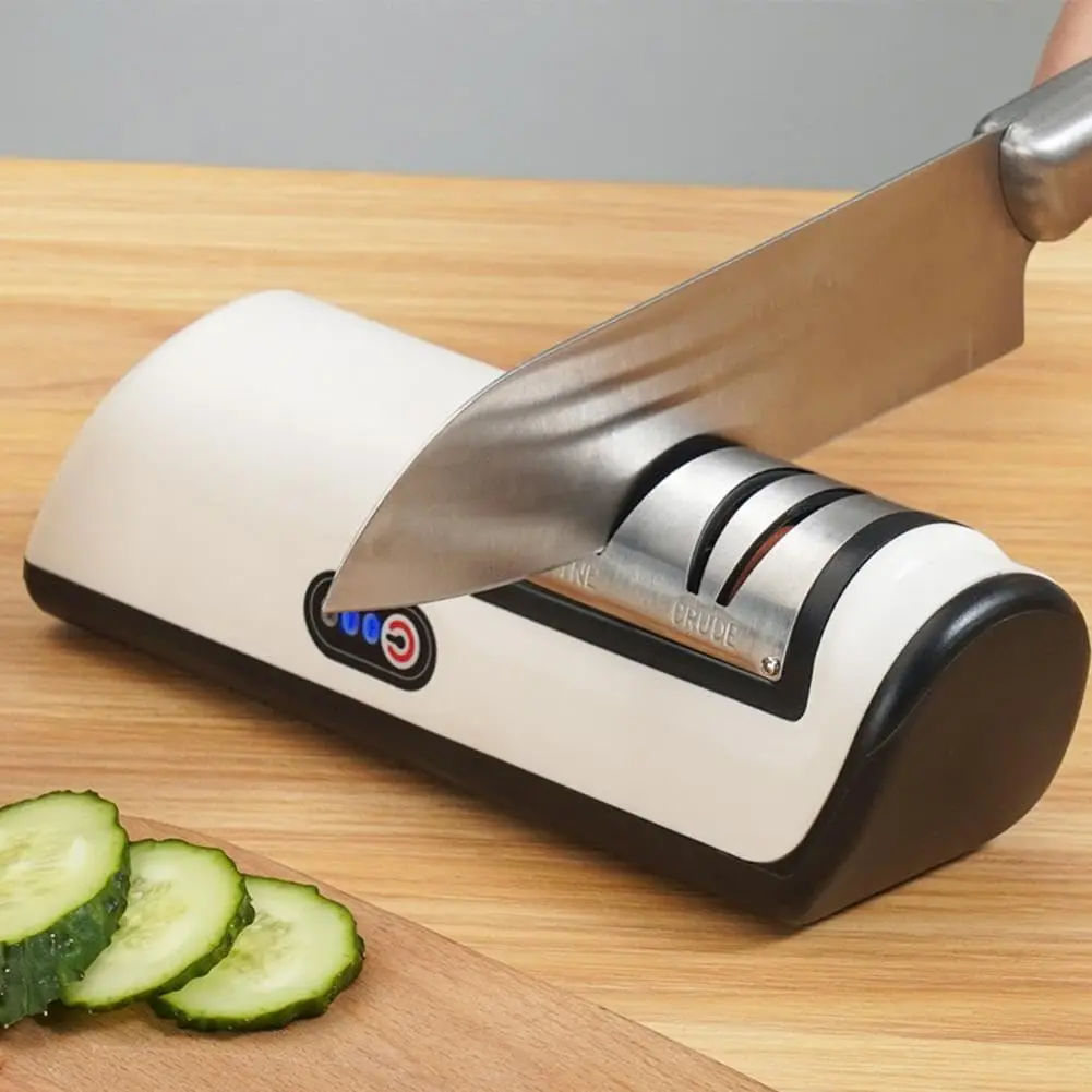 Electric Knife Sharpener, USB Portable 2-Stage Metal Sharpener for Kitchen Knives and Scissors, Professional Tool for 15-Degree Edges