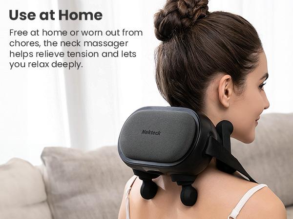 Nekteck Cordless Neck Massager with Heat, Shiatsu Back and Shoulder Massager, Deep Tissue 6D Kneading Massage Pillow for Neck and Back Pain Relief