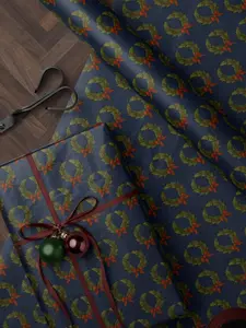 Holiday Wreath Gift Wrap Christmas Wrapping Paper Xmas Decor Elegant Moody Christmas Present Classic Wrapping Papers Luxury Gift