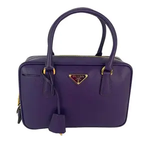 Pre-owned PRADA Leather Top handle Saffiano Lux Small Viola Purple Handbag