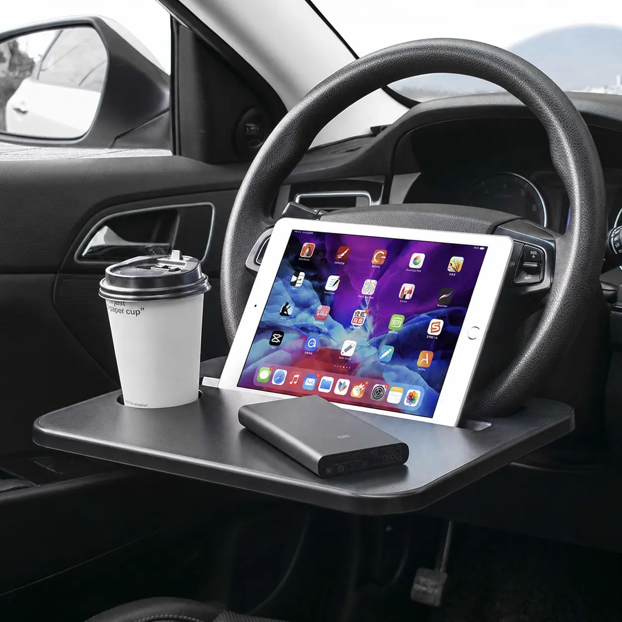 Car Steering Wheel Tray, steering wheel tray, wheel desk tray, car laptop computer desk, car food tray tray for car, Car Steering Wheel Desk Tray Black Car Mounted Small Table for Eating Working Laptop