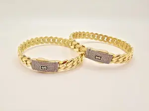 10KT CERTIFIED MONACO BANGLE CZ CLOSURE Size 9.5MM Weight 13.1GR