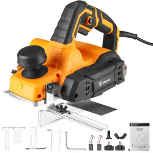 DEKO 710W Corded Electric Planer With Parallel Guide Up To 16000 RPM Self-Locking Switch High-Efficiency And Precision Control For Woodworking Construction Renovation And DIY Projects