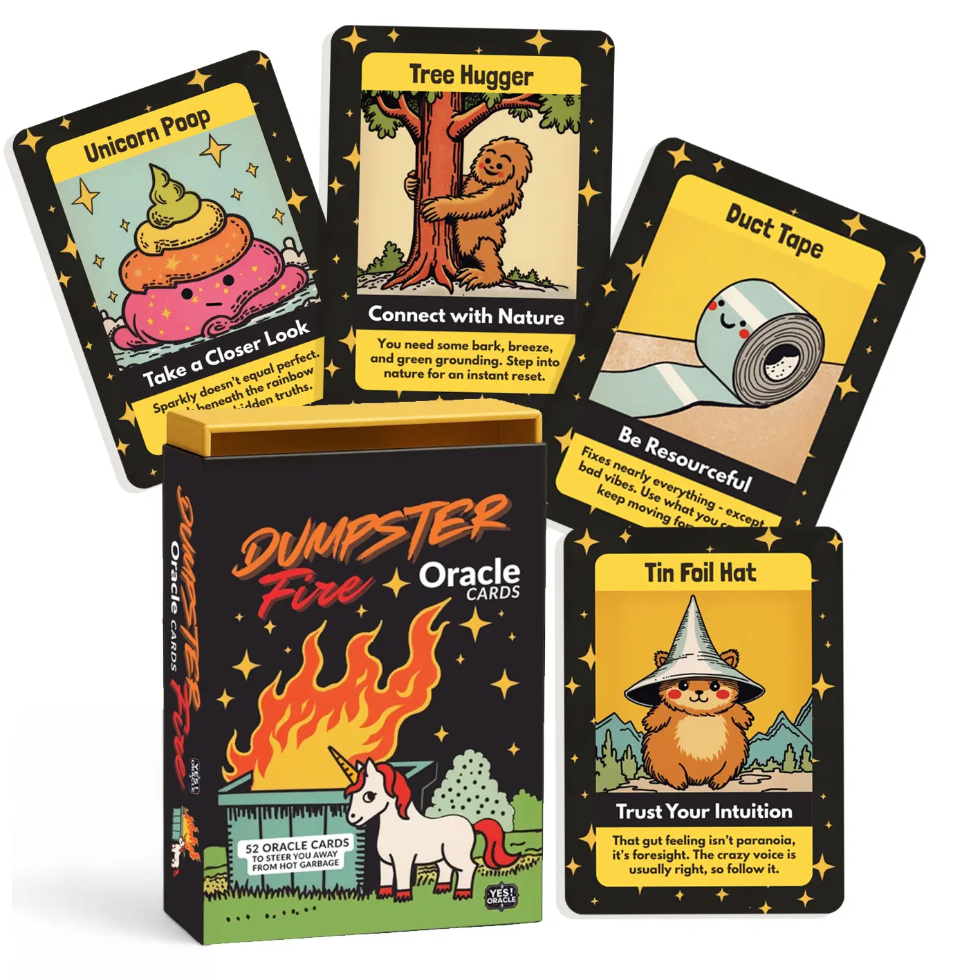 Funny Oracle deck. Dumpster Fire Oracle Cards - Straight-Talking Tarot Wisdom with Humor Heart and Savage Honesty for Life's Messiest Moments