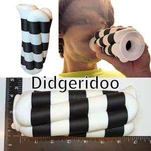 Compact Didgeridoo, Wind Instrument in Key of E, Zebra Striped, Lightweight 120g
