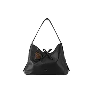 LOUIS VUITTON Black Carryall MM With Detachable Monogram Strap and Lambskin Tote for Women