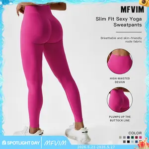 Women's High-Waist Stretchy Seamless Yoga Leggings - Mid-Low Waist Hidden Scrunch, Squat-Proof, Tummy Control, Butt Lift, All Seasons Gym Pants, Ladies' Sports Bottoms for Indoor & Outdoor Wear