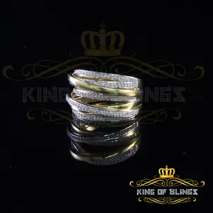 King Of Bling's 1.50ct 925 Sterling Yellow Silver Cubic Zirconia Cocktail Ring for Women Size 9.5 Custom Label 13504Y-A29KOB
