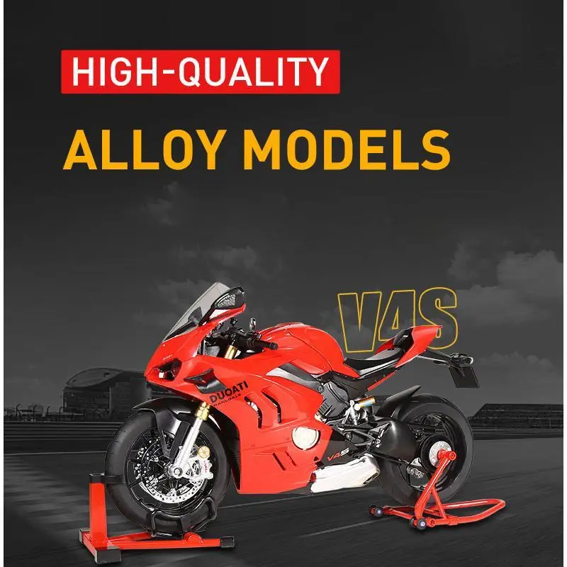 1/6 Scale Spray-Painted Ducati V4S Racing Motorcycle Alloy Diecast Model, Dynamic Hobbies Collection, Sound & Light Toy, Boys' Gift, Decorative Item