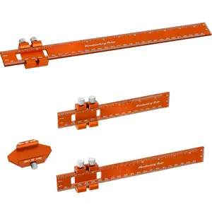 Woodworking Ruler Pocket Rule -12/8/6 Inch Precision Pocket Ruler with 45?& 30?Metal Slide Stop -  Marking Ruler Metric Inch Measuring Scribing Rulers - Aluminum Alloy Square Ruler