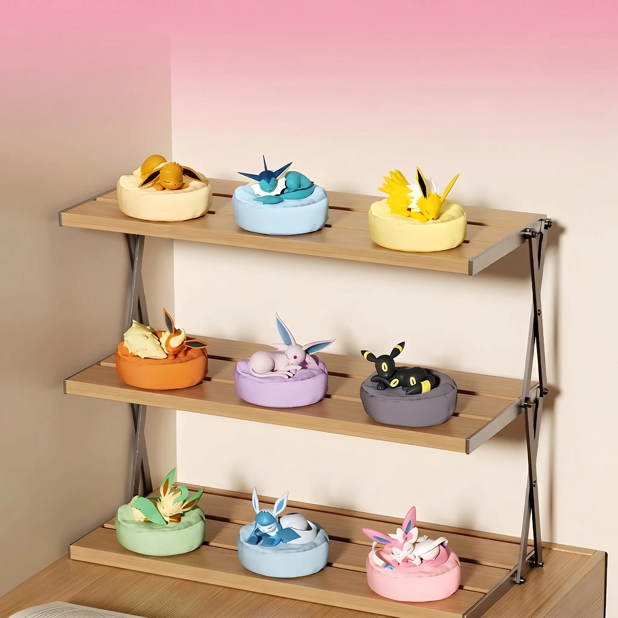 MINISO Pokémon Eevee & Evolutions Sleeping Pose Blind Box Figure – Cute Collectible Figurine, Perfect Gift for Pokémon Fans, Adorable Desk Decor Featuring Eevee, Vaporeon, Jolteon, Flareon & More