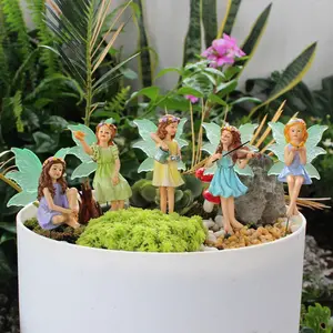 5pcs Fairy Butterfly Resin Statue Insert Set, Decorative Figurines, Night Glow Flower Holder, Spring Garden Decor, Home Bonsai Decoration, Christmas Valentine Wedding