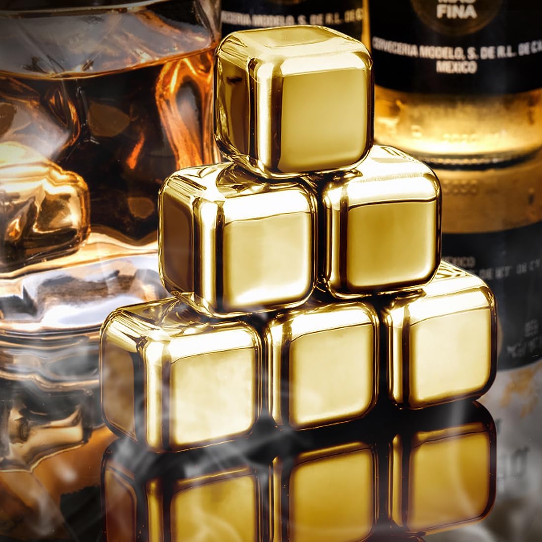 12 Pack Reusable Whiskey Stones 304 Stainless Steel Ice Cubes for Drinks Chill Without Diluting Whiskey Scotch Bourbon Gifts Drinkware 2.7 cm