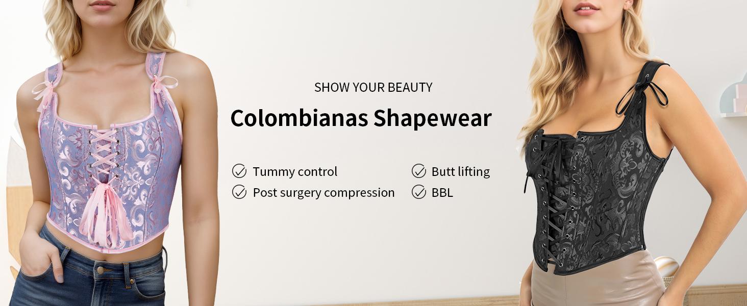 Corset Tops for Women Going Out Fashion Womens Sexy Vintage Overbust Corset Tops for Women Women's Renaissance Style Lace-Up Corset Camisole,Push Up Lingerie Jacquard Shapewear