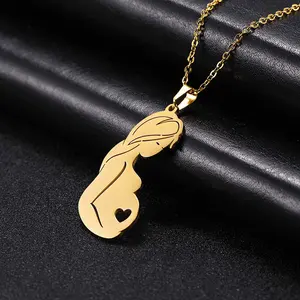 Titanium steel stainless steel hollow love mother simple necklace mother love pendant mother's day gift