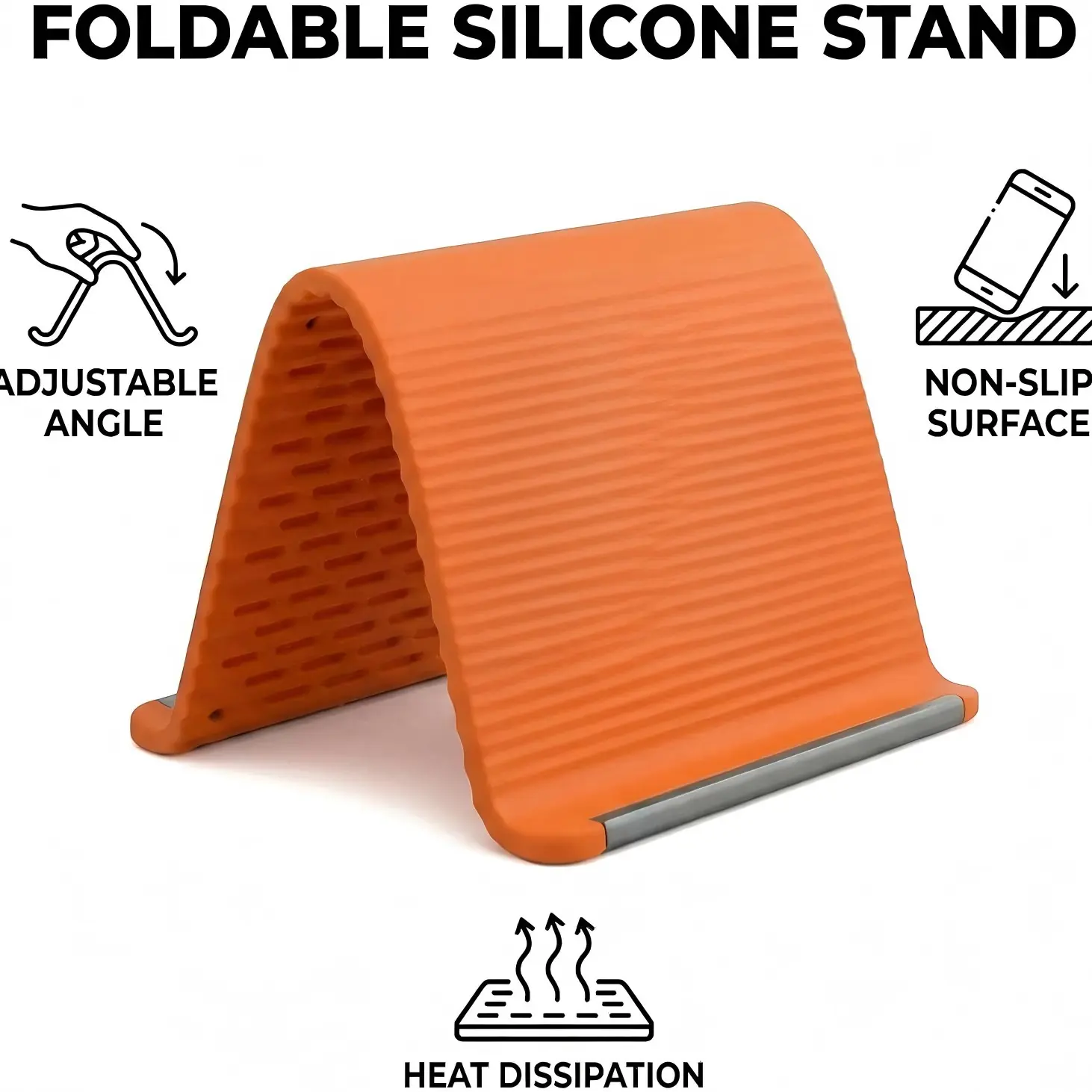 Flexible Silicone Aluminum Phone Stand, Adjustable Non-Slip Desktop Holder, Portable Ergonomic Design for Home Office Travel