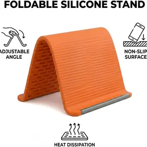 Flexible Silicone Aluminum Phone Stand, Adjustable Non-Slip Desktop Holder, Portable Ergonomic Design for Home Office Travel