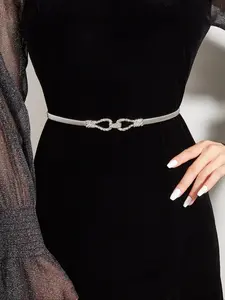 Women's Elegant Ring Linked Skinny Design Belt, Fashionable Waistband for Jeans & Short Skirt, Trendy All-match & Exquisite Belt for Birthday Gift