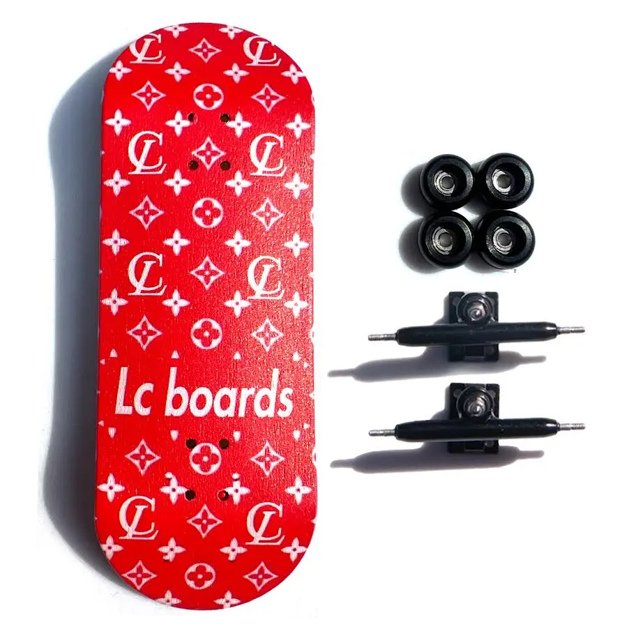 LC BOARDS FINGERBOARD 98X34 COMPLETE RED LV GRAPHIC WITH FOAM GRIP TAPE