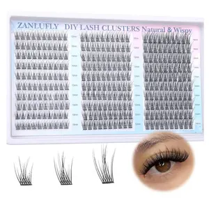 Lash Clusters Wispy Eyelash Clusters C-Curly Individual Lashes zanlufly Natural 300Pcs Cluster Lashes Eyelash Extension 10 12 14MM DIY Lash Extension
