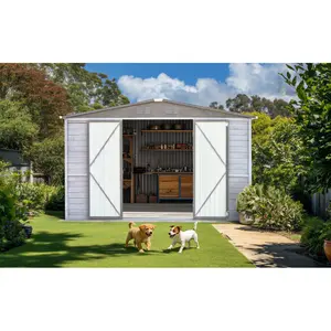 8*10FT Iron-Wood Combination Tool Shed – A Perfect Blend of Nature and Functionality Rainproof Sunproof Roof Modern