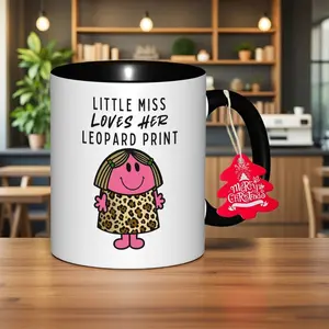 Cute Leopard Print Girl Coffee Mug, Bow & Smiling Face Design, Shatterproof Dishwasher Safe, Perfect Birthday Christmas Gift, Funny Gift Mug