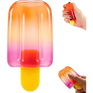 Ice Cream Squeeze Squishy Toy, Soft Slow Rising Sensory Fidget for Stress & Anxiety Relief, Summer Party Favors for Adults, Birthday Gift, Classroom Rewards (Orange)
