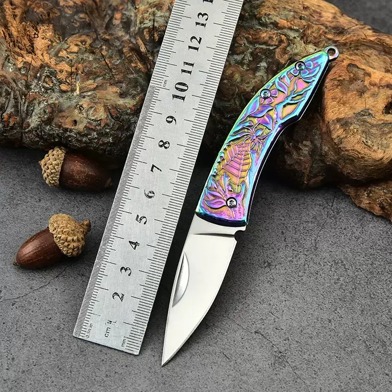 Engraved Stainless Steel Pocket Knife, Vintage-Style Folding Blade for Adults - Compact Tool for Whittling, Fighting & Bushcrafting, Outdoor Gear