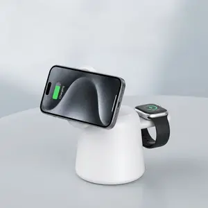 Foldable 2 in 1 Wireless Charger Stand 15W Fast Charging Dock for iPhone 17, 16, 15, 14, 13, 12 Series, for iWatch 11-1, SE Series, Multi Device Charging Station, Wireless Charging Station, Magnetic Wireless Charger, Smartphone