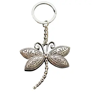 Dragonfly Key Chain Silver Pendant Charm Keychain Insect Lovers Gift 60x58mm