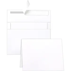 White Blank Greeting Cards with Envelopes 5 x 7 Heavyweight Folded White Cardstock and A7 Envelopes Printable Self Seal 20 Packs for Wedding Invitations, Birthday, Thank You Cards, Mailing