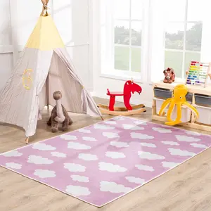 Nizar Pink Cloud Washable Kids Rug - Clearance