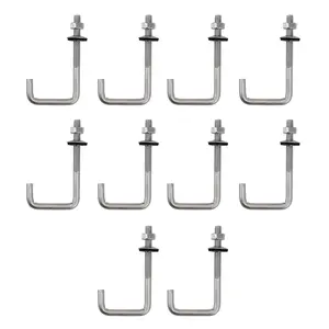 (10 Pieces) M6x25x100mm Roof Anchor Bolt 304 Stainless Steel J Hook Wall Hook Long Shank Hooks With Hex Nut Concrete Anchors Screws