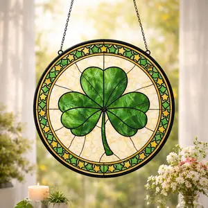 Shamrock Stained Glass Suncatcher: Shamrock Suncatcher, St. Patrick's Day Decoration, Irish Shamrock Gift