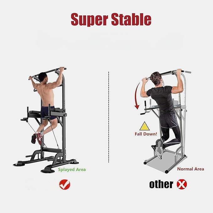 Pull Up Bar Dip Station Power Tower Assistive Trainer Multi-Function Home Gym 450LBS Strength Training Fitness Equipment