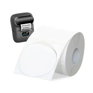 Thermal Label Sticker, Round Label, Thermal Shipping Label, 140pcs/roll Self Adhesive Blank Label Sticker, Label Sticker for DIY Design & Can Label