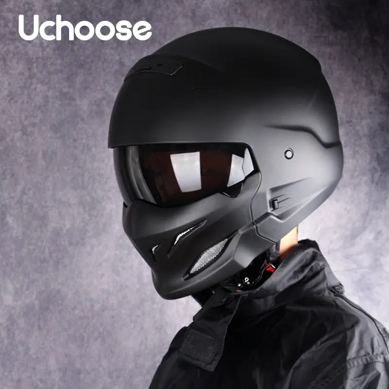 Ucoose cycling helmet combination detachable chin strap endoscope three-quarters Black Warrior male Motorcycle Gloves Bike Accessories