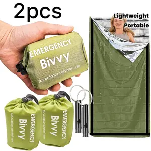 Emergency Sleeping Bag Set, Includes Storage Bag and Whistle, Lightweight Portable Emergency Gear, Outdoor Camping Survival Kit, Outdoor Survival Supplies