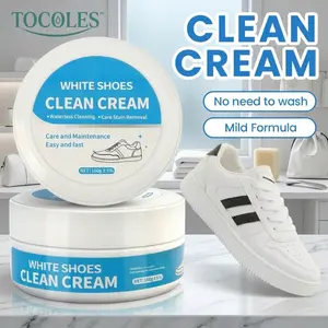 AA White Shoe Cleaner Cream Multipurpose No-Wash Solid with Sponge Removes Stains Ideal for Leather Silicone Car Interiors Mild Non-Irrit ating Eco-Friendly 160g