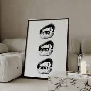 Black & White Lips with Grillz  Poster || The New Era Studio