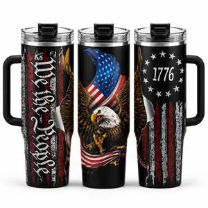ShinyKT We The People 1776 Patriotic Eagle Stainless Steel Travel Water Bottle - 40oz, American Flag Design, USA 250th Anniversary, Lightweight, Portable Kitchenware Drinkware Tumbler