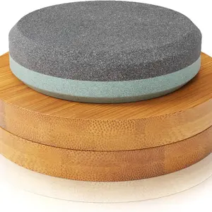 Sharp Pebble Puck/Disk - Dual Grit Multipurpose Waterstone Sharpener with Bamboo Box - Snack