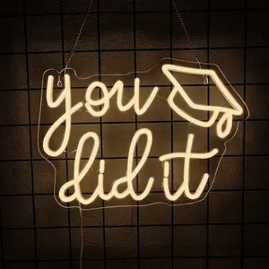 Graduation Neon Glow Sign You Did It  Neon Light Sign for Wall Decor,  Neon Sign Congrats Grad Light Up Sign for Class of Party Backdrop Celebration Gifts