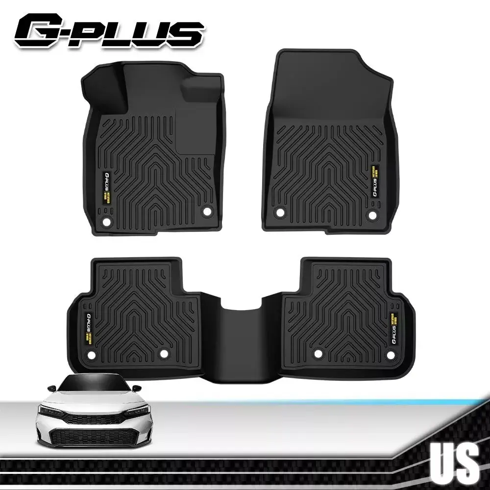 G-PLUS TPE Material Car Floor Mats for Honda Civic 2006-2025 Sedan & Hatchback, Weather Proof, Stain Resistant, Waterproof, Easy-to-Clean All-Weather Liners, Fits Multiple Years