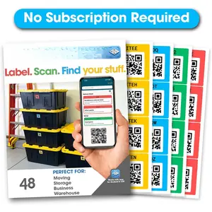 QR Code Stickers Pack of 48 ()  - QR Code  for Storage & Inventory , Storage Unit Organization, App Stickers for Inventory Organization & Moving Supplies