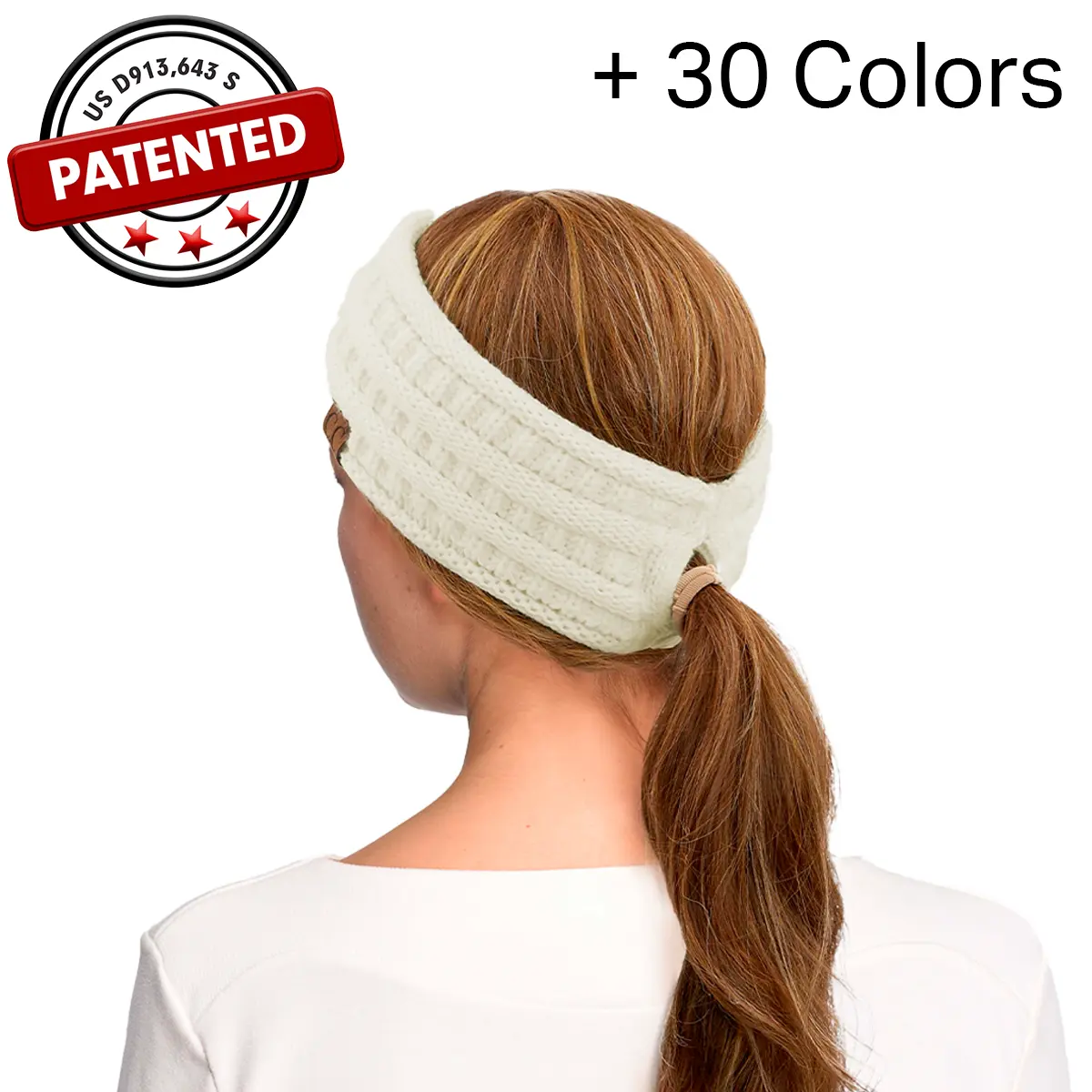 Solid Ribbed Ponytail Headband for Women