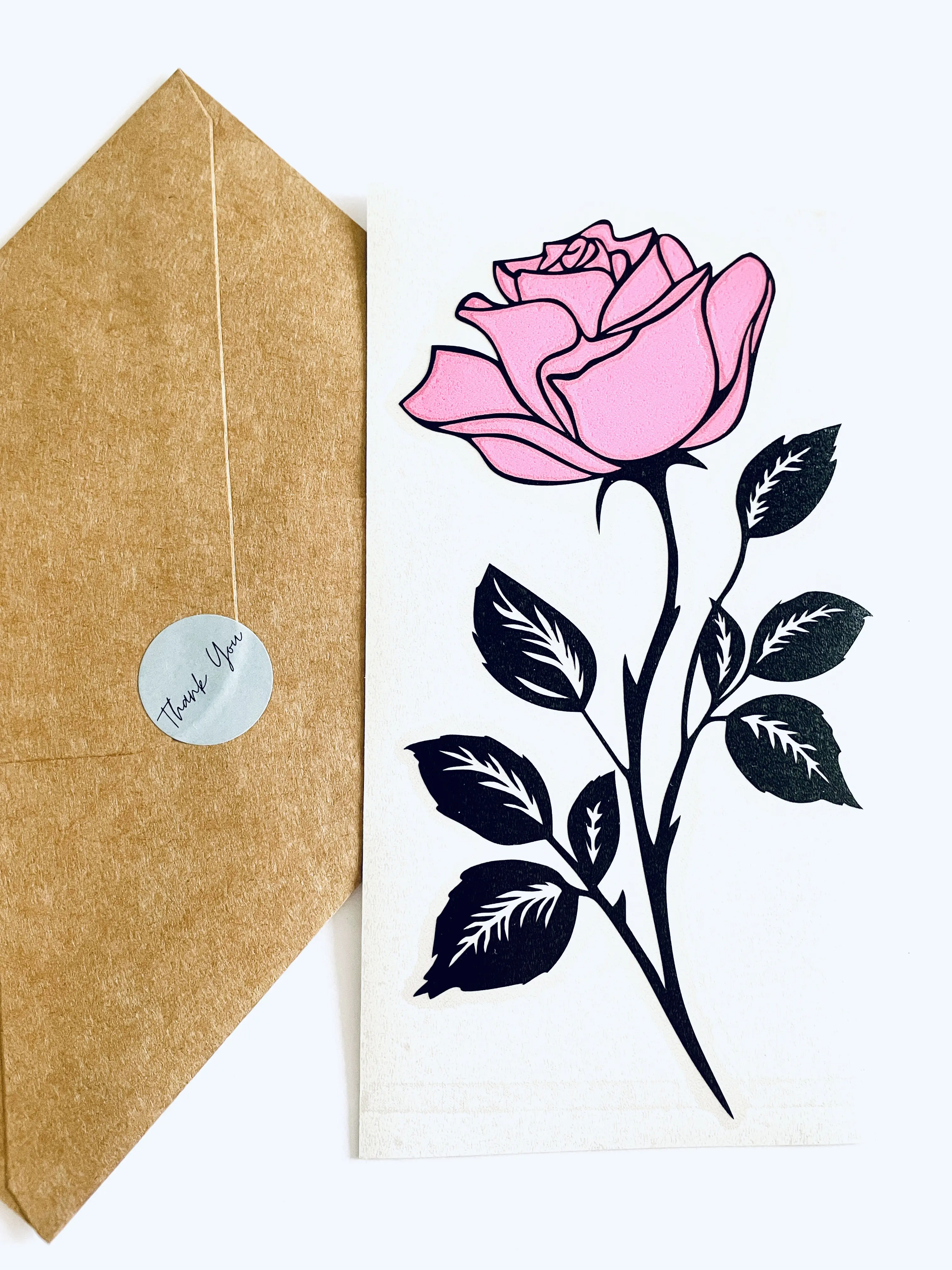 Nugarty Pink & Black Rose Car Decal - Unique Design Glossy Vinyl Sticker, Versatile Use for Cars, Laptops, 7 x 3.8 inches, Perfect Gift for Any Occasion, Exclusive Handmade Floral Automotive Exterior Accessory
