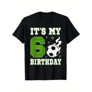 It'S My 6th Birthday Boy Soccer 6 Years Old Soccer Player T-Shirt for Boys Soft Fabric, Breathable, Comfortable Short Sleeve Tees Perfect for Boys Shirts Boy Girl Best Gift  (3-13Y)