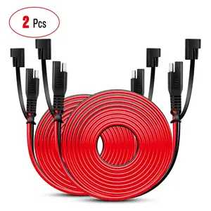 Nilight 2PCS 16AWG 12FT SAE to SAE Extension Cable 2-Pin Wire Harness With Dust Cap